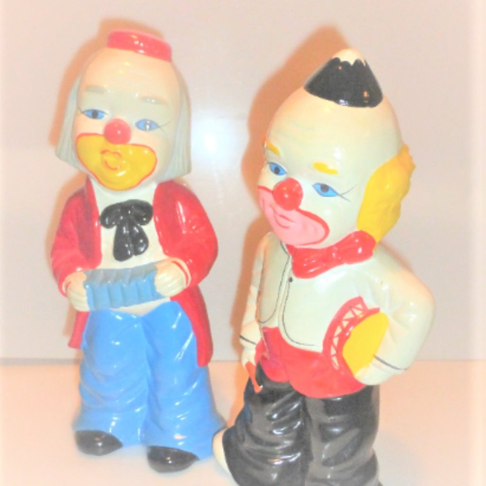 Pair of Vintage CLOWN BANKS Ceramic Clown Vintage Bank Clown Bank Piggy Bank Cir